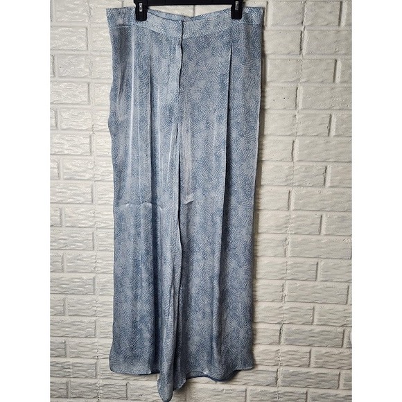 Michael Kors Satin Blue Wide Leg Pants Iridescent Dressy Casual NWT $135 Size 1X - Picture 1 of 10